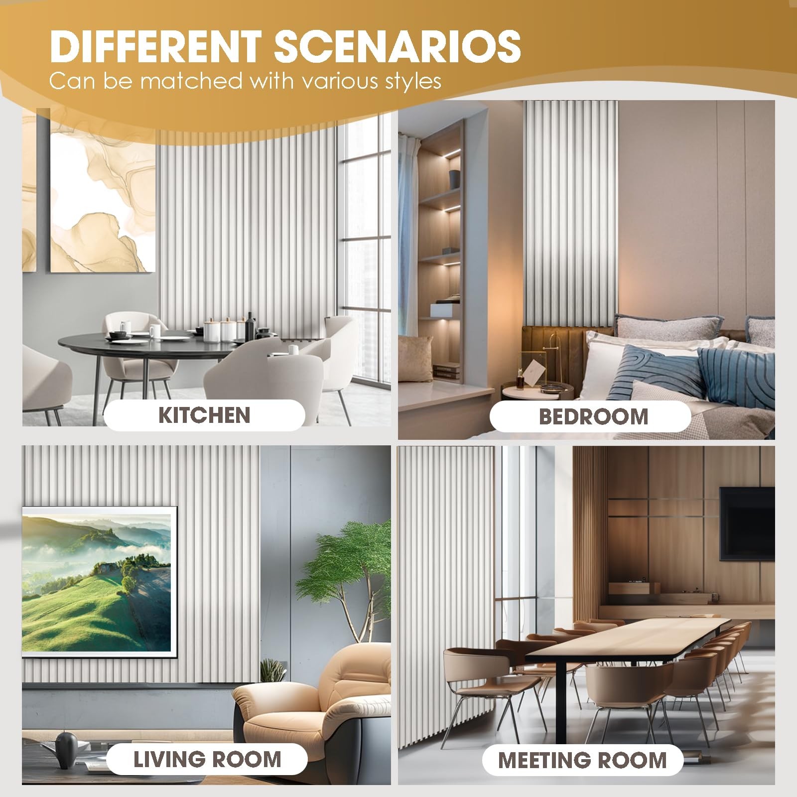 WPC Acoustic Slat Wall Paneling, 8-Pack 96 x 6 Inches 3D Wall Panels for Inte…