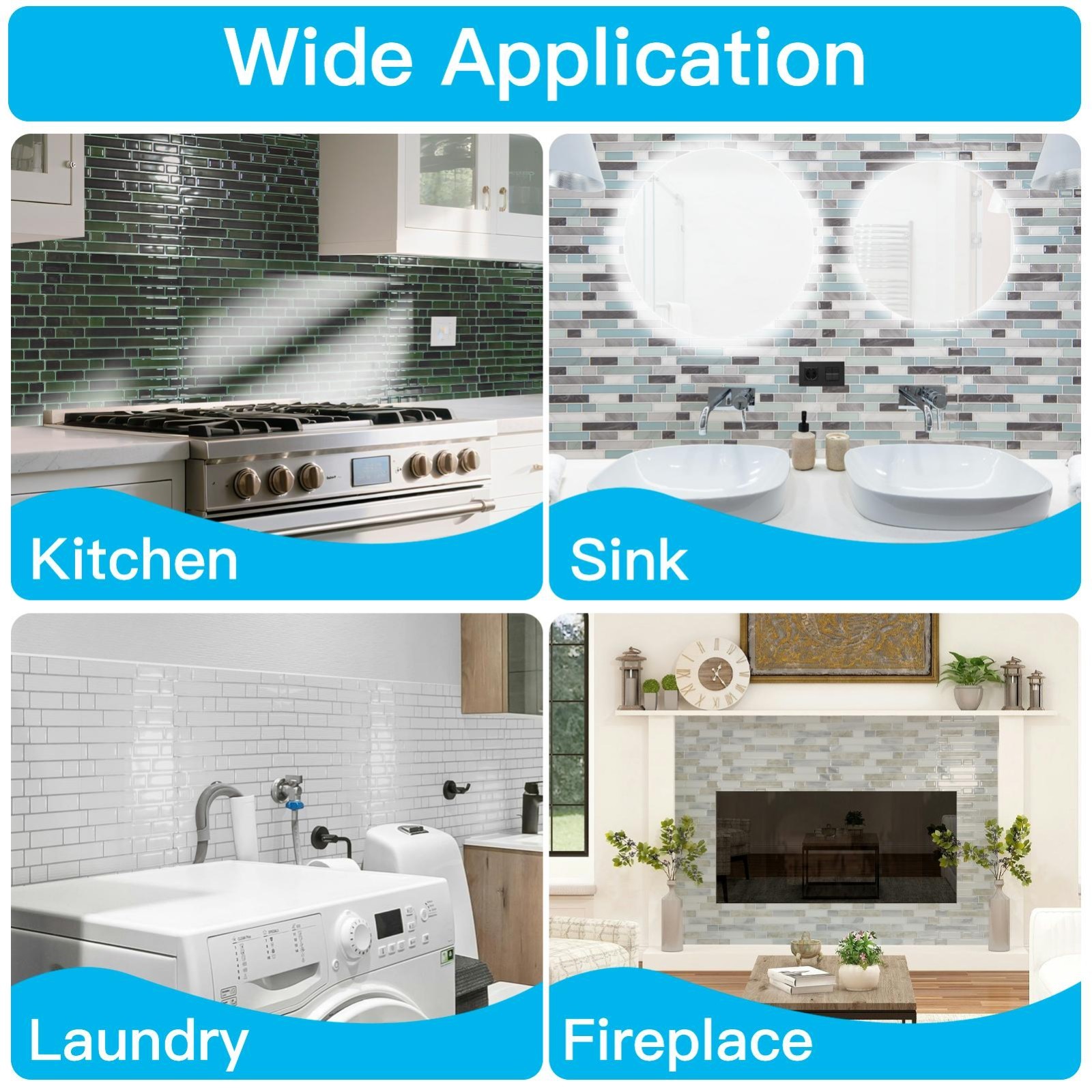 10pcs Peel and Stick Backsplash Thickened Tiles, 12”x12”, Cover 10 Sq.Ft.