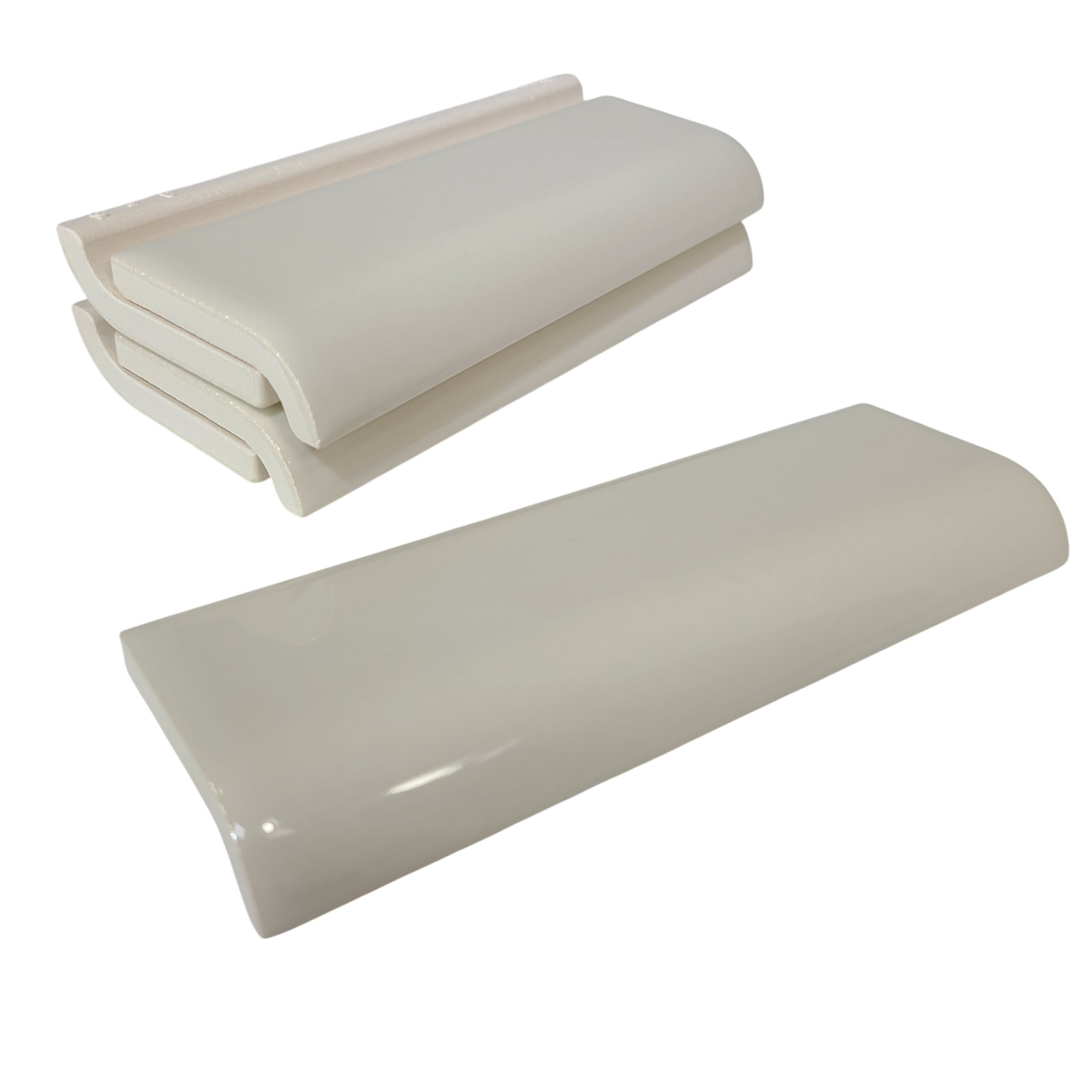 Beige Bone Almond Ceramic Tile Mud Cap 6 x 2 inch Subway Trim Classic Color 006