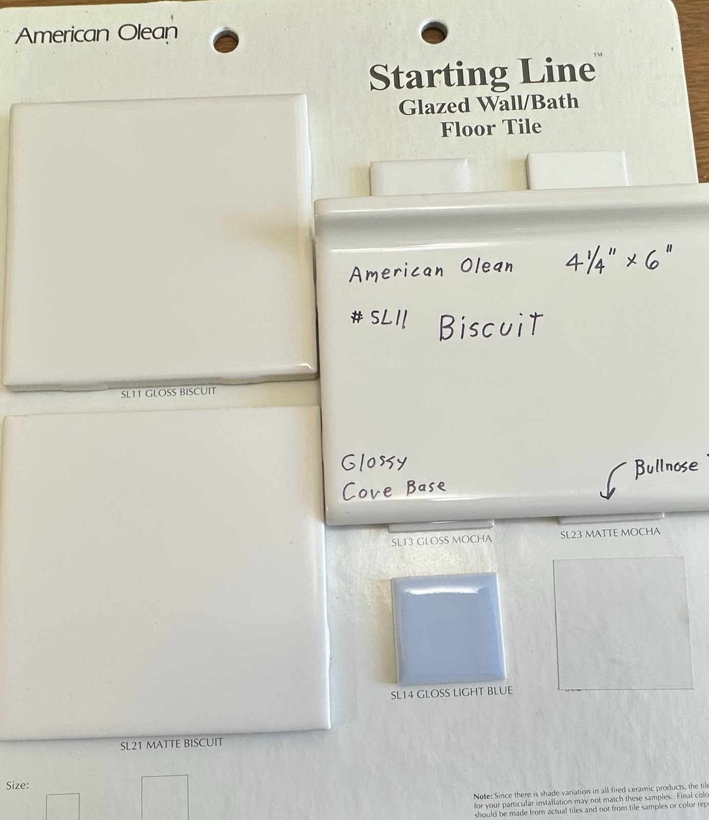 1 pc. #SL11 Biscuit: Glossy Bullnose Top cove/base Ceramic Tile: 4-1/4″ X 6″ NEW