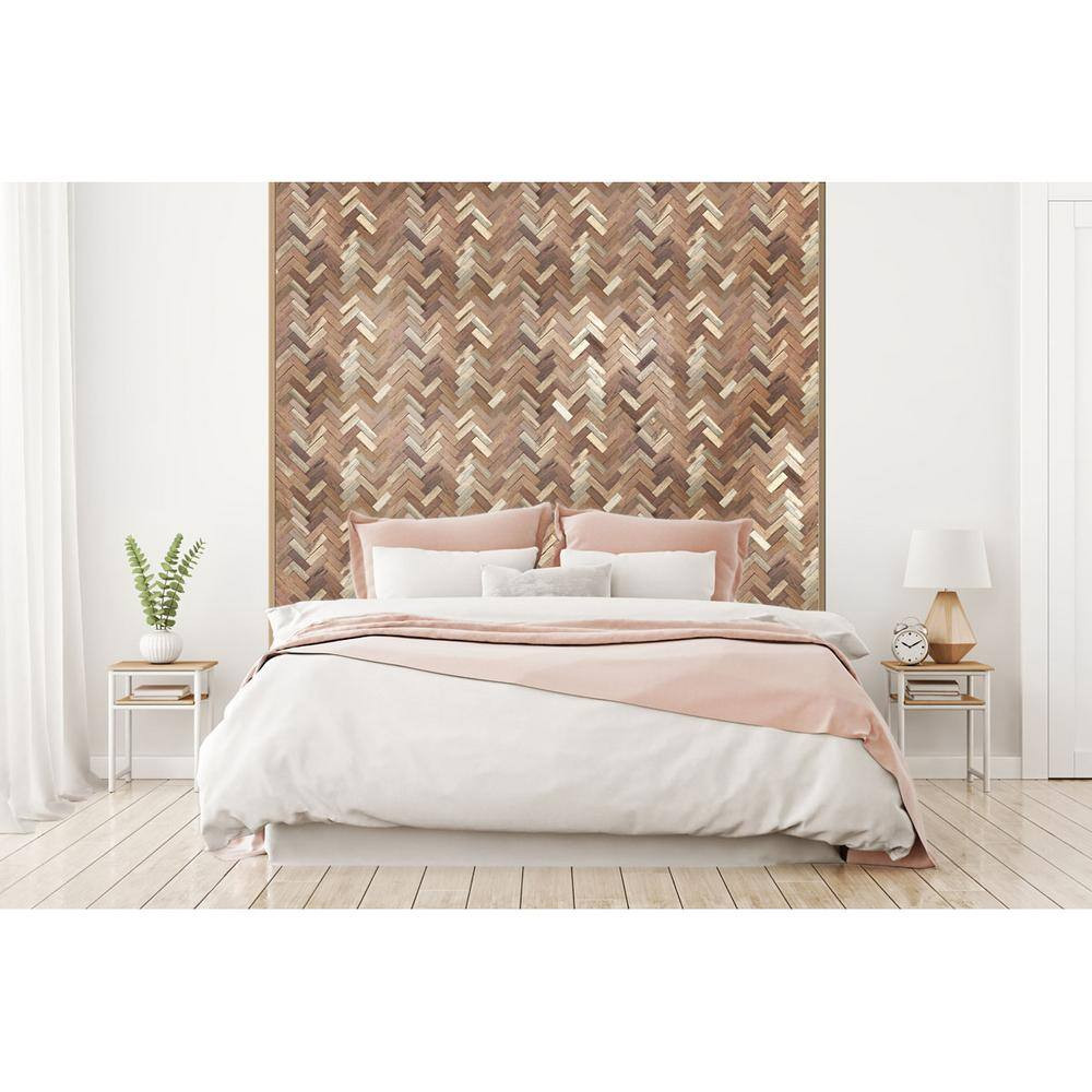 11-7/8 In. X 11-7/8 In. X 1/2 In. Herringbone Boat Wood Mosaic Wall Tile Natural