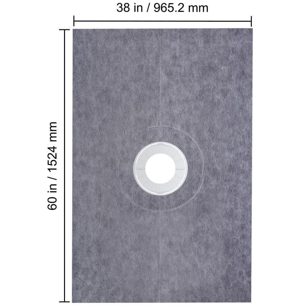 Curbless Shower Pan Kit 38 x 60 in. Shower Base 4 in. PVC Central Bonding Flange