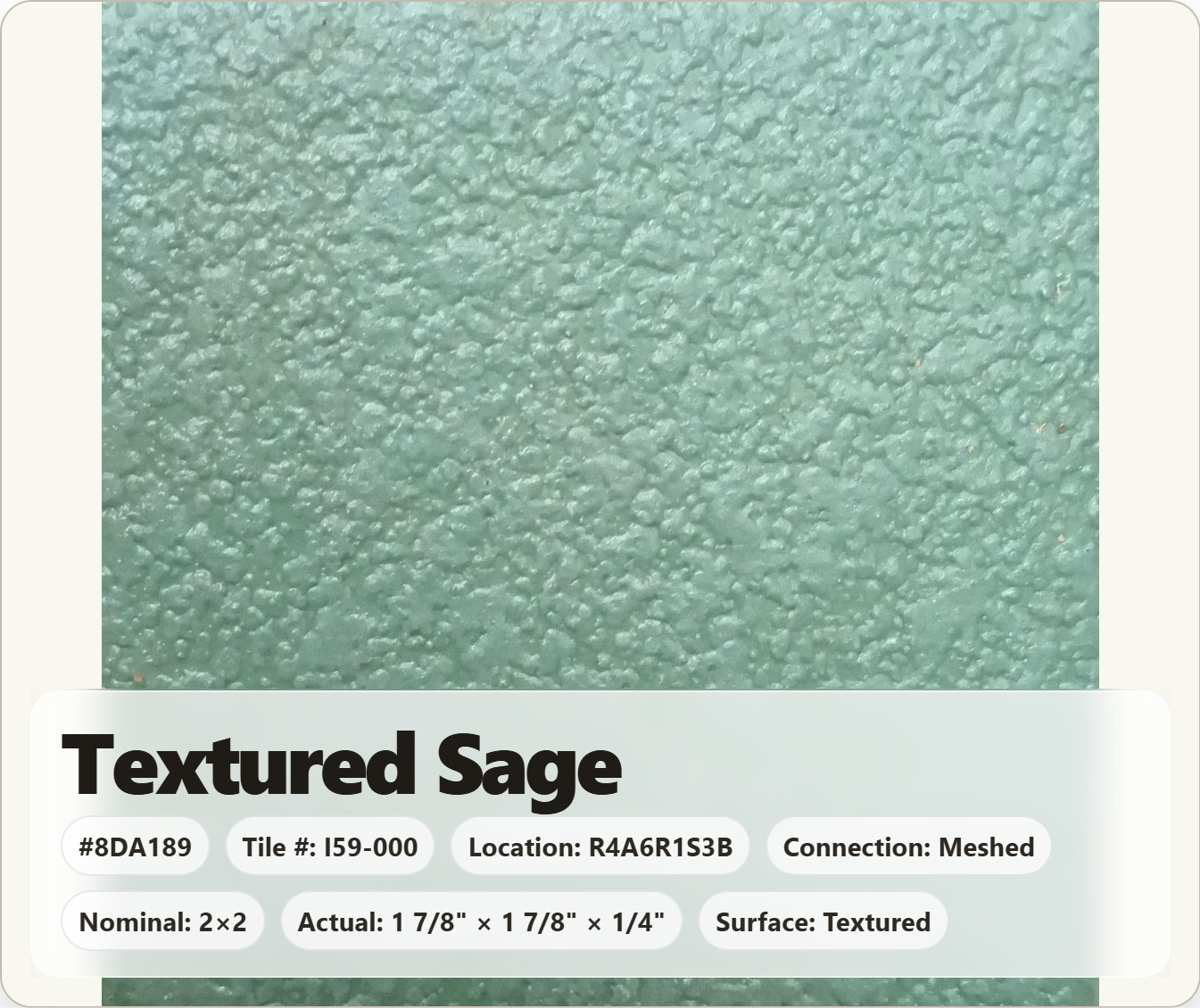 2×2 Tile Textured Sage Green Meshed Wall Remodel Ceramic C#I59-000 Sample