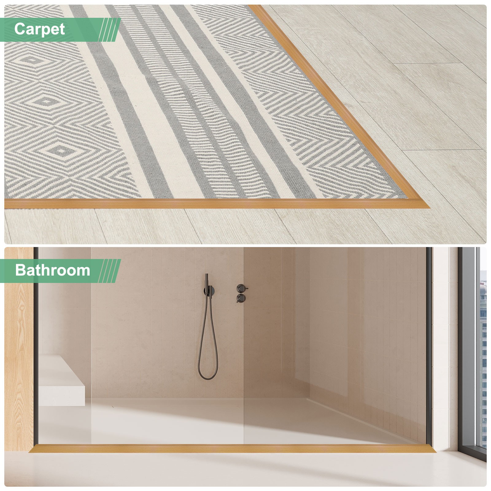 Floor Transition Strip, Floors Heights Within 3/5Inch(15mm)[Yellow Oak]
