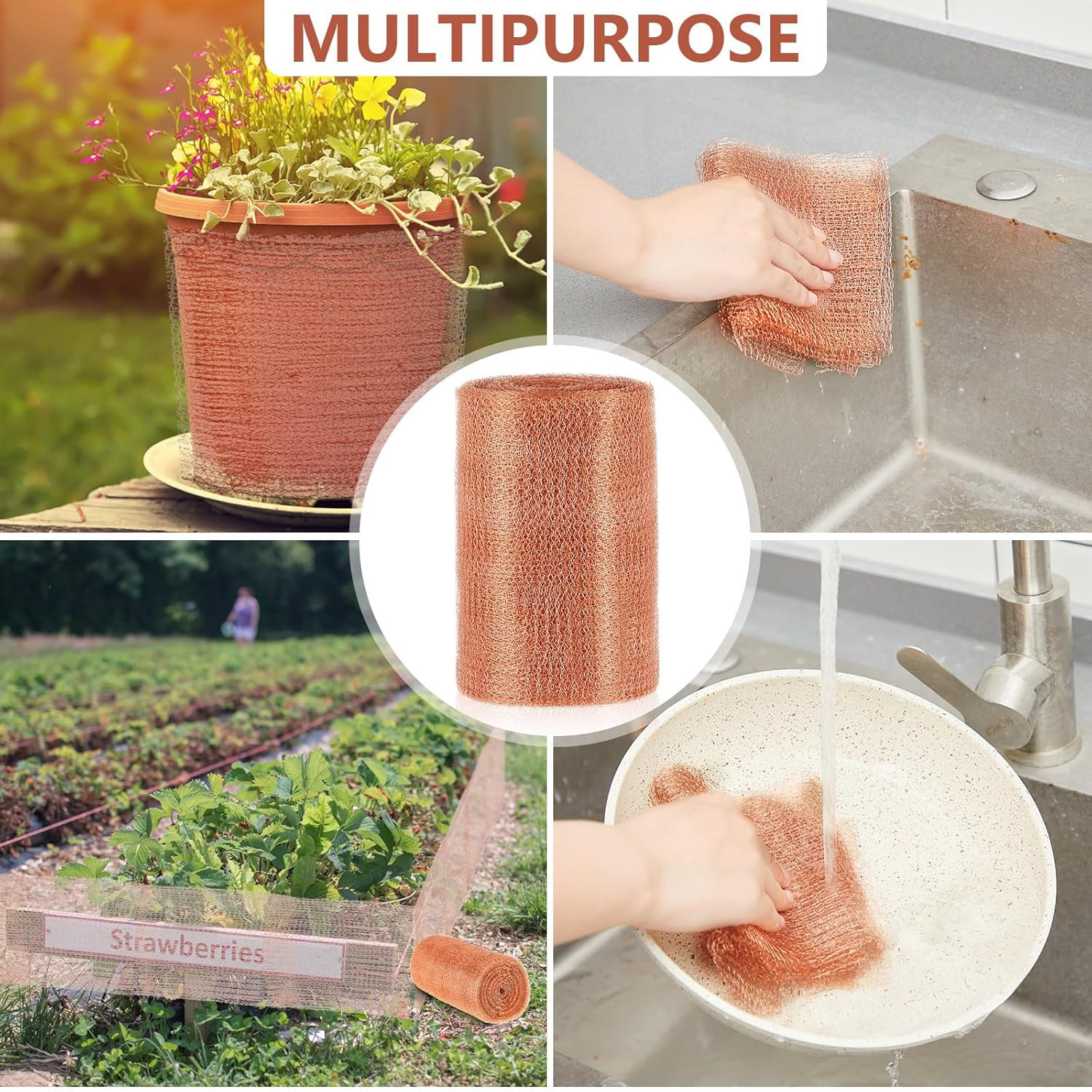 8″ X 100 Ft Copper Mesh Rodent Control Copper Wool for Slugs Rustproof DIY Hole