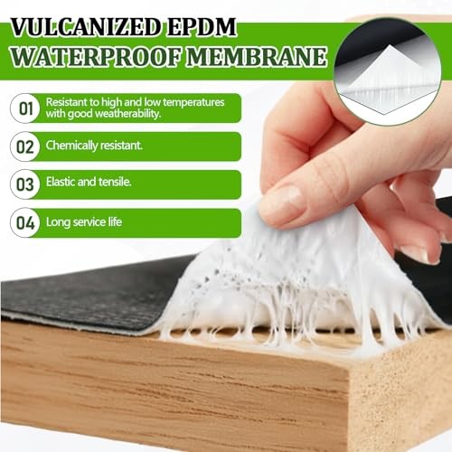 Pushglossy EPDM Rubber Roofing Membrane 39inx20ft Self Adhesive