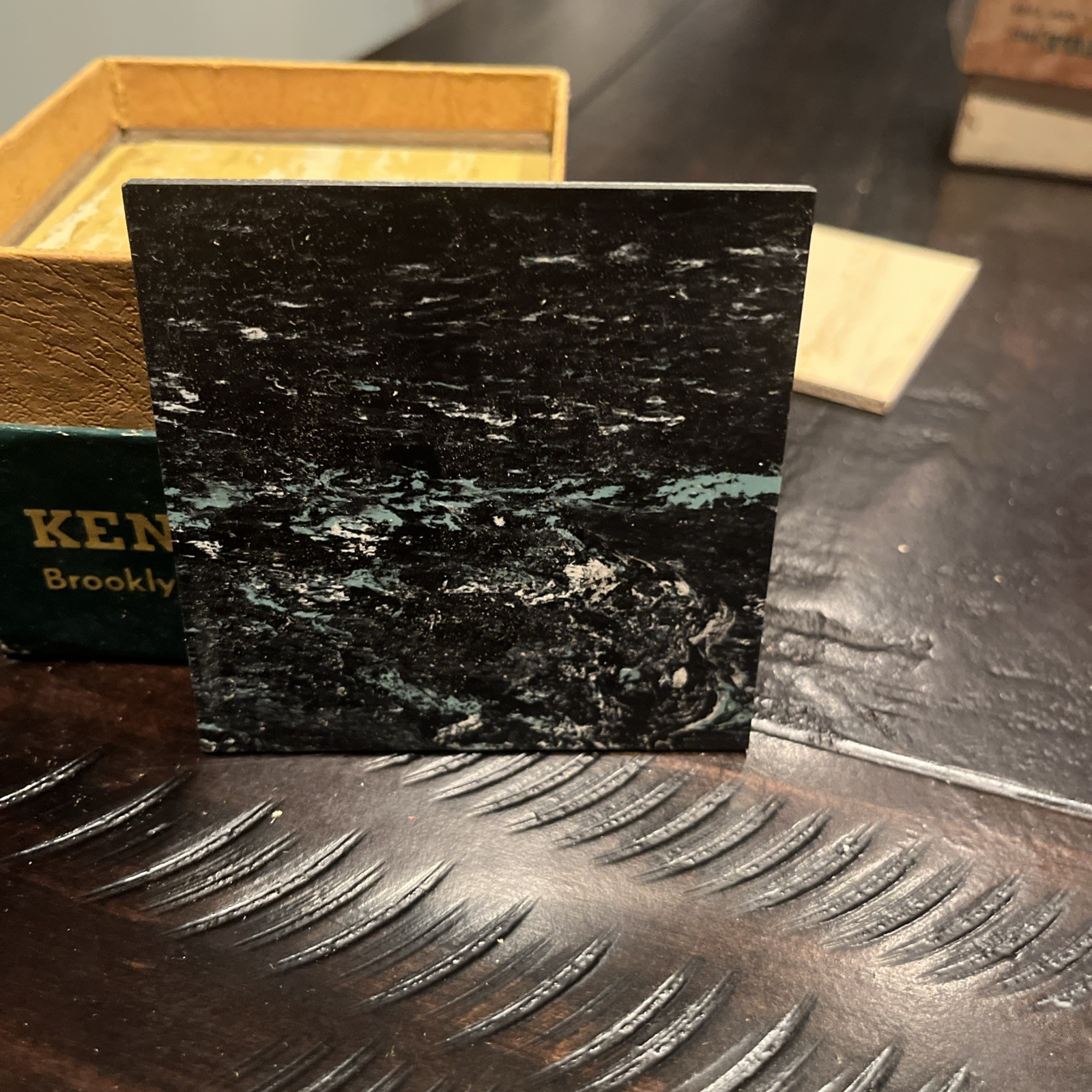 Vtg MCM1950s Kentile TERRAZZO AsphaltTiles 7 Pieces 4” x 4” 2 Additional Boxes