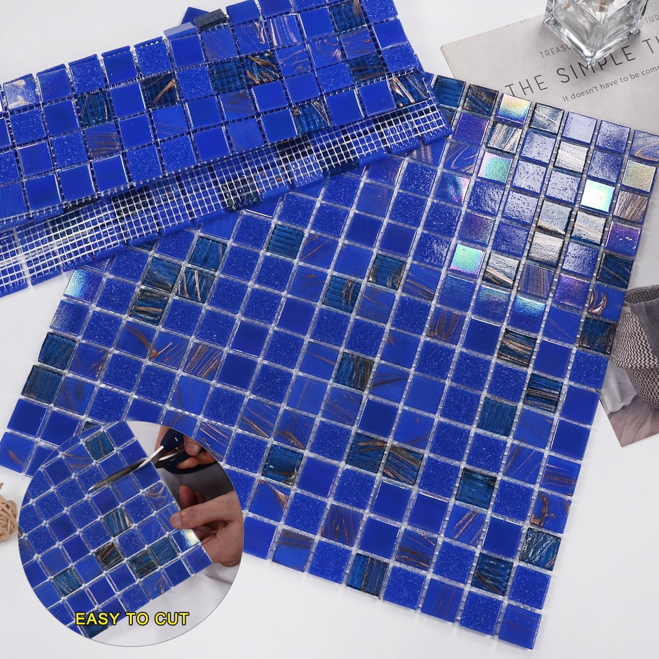 Iridescent Dark Blue Pool & Wall Tile – 11.5 Sqft, 10 Pcs