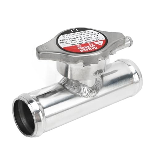 1-1/4in Outlet Aluminum Polished Inline Radiator Hose Filler Neck, 16PSI,