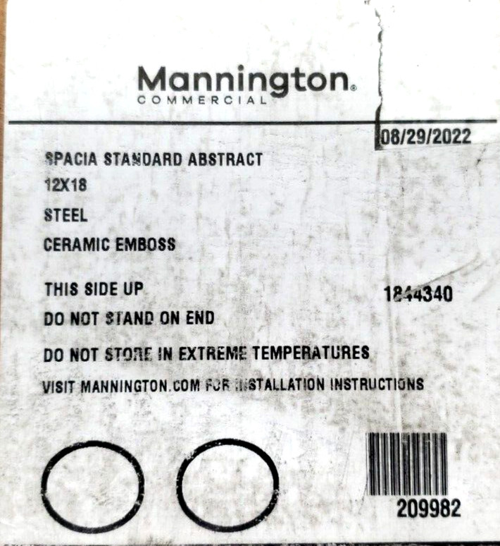 CASE OF 18 MANNINGTON COMERCIAL Spacia Abstract steel 12 x 18, TILE
