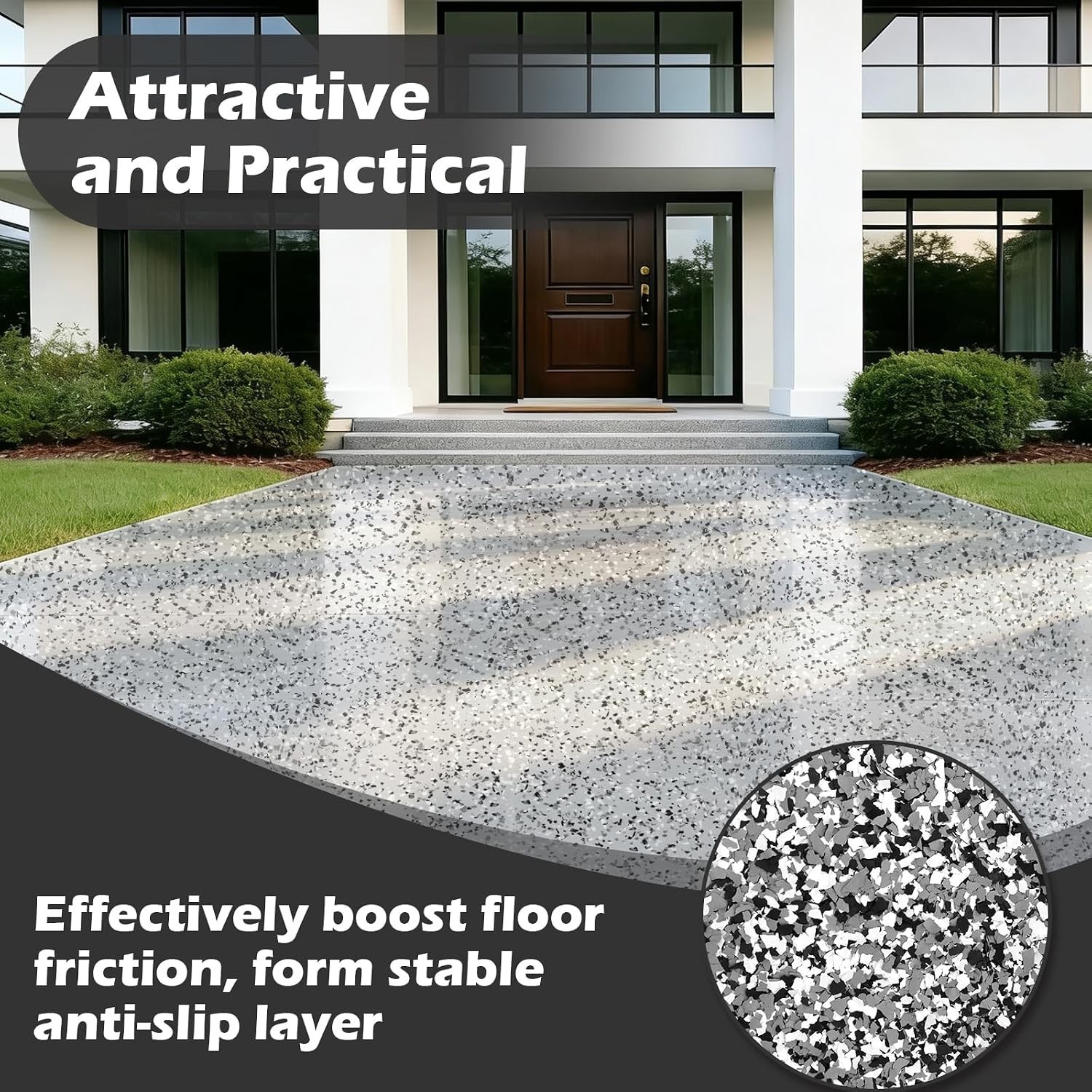 6lbs Epoxy Floor Flakes Black Gray White 3-5mm Blend Decorative Color Chips