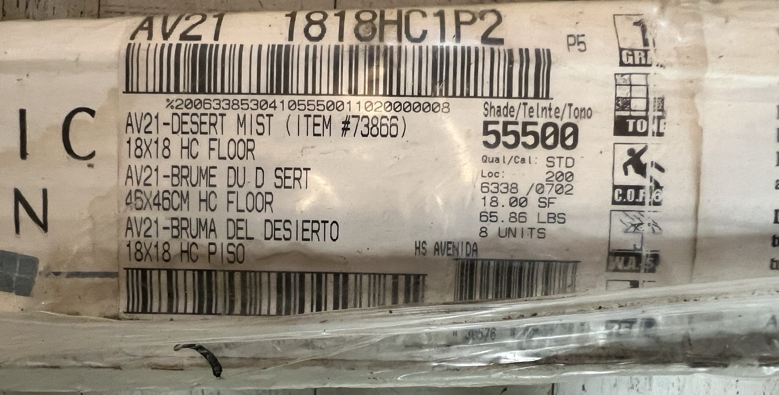 Vintage Tile – American Olean AV21 Desert Mist 18”x18” Item 73866, Discontinued.