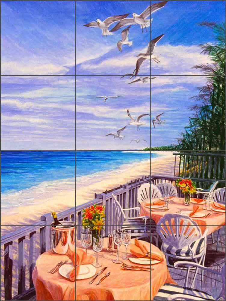 Seascape Tile Backsplash Mayumi Ohno Coastal Art Ceramic Mural POV-MO009