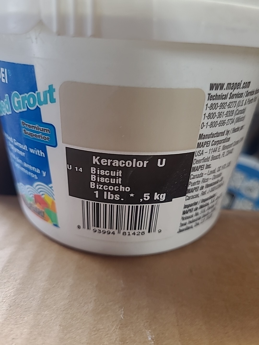 Case of (8) Mapei Keracolor S Sanded Grout 1lb Containers Color :Biscuit/bizcoco