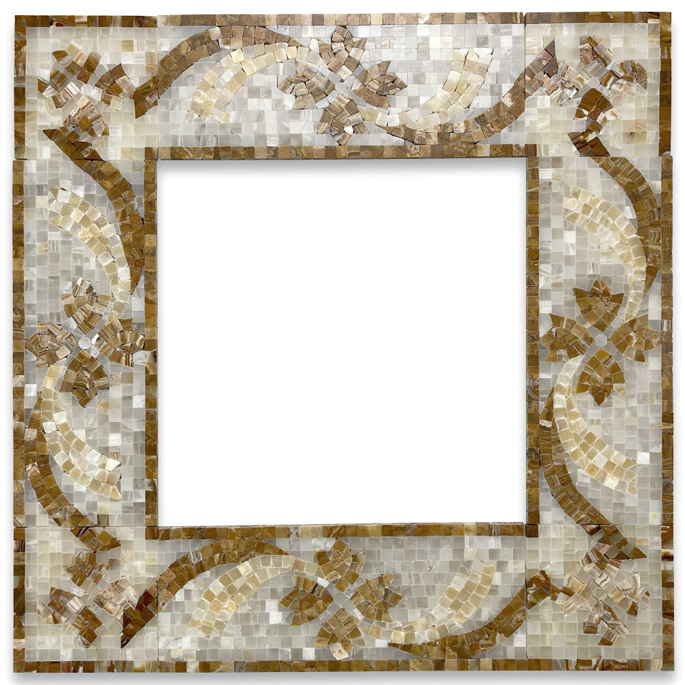 B0059P Marble Mosaic Border Listello Accent Tile Clover Onyx 4.7×12 Polished