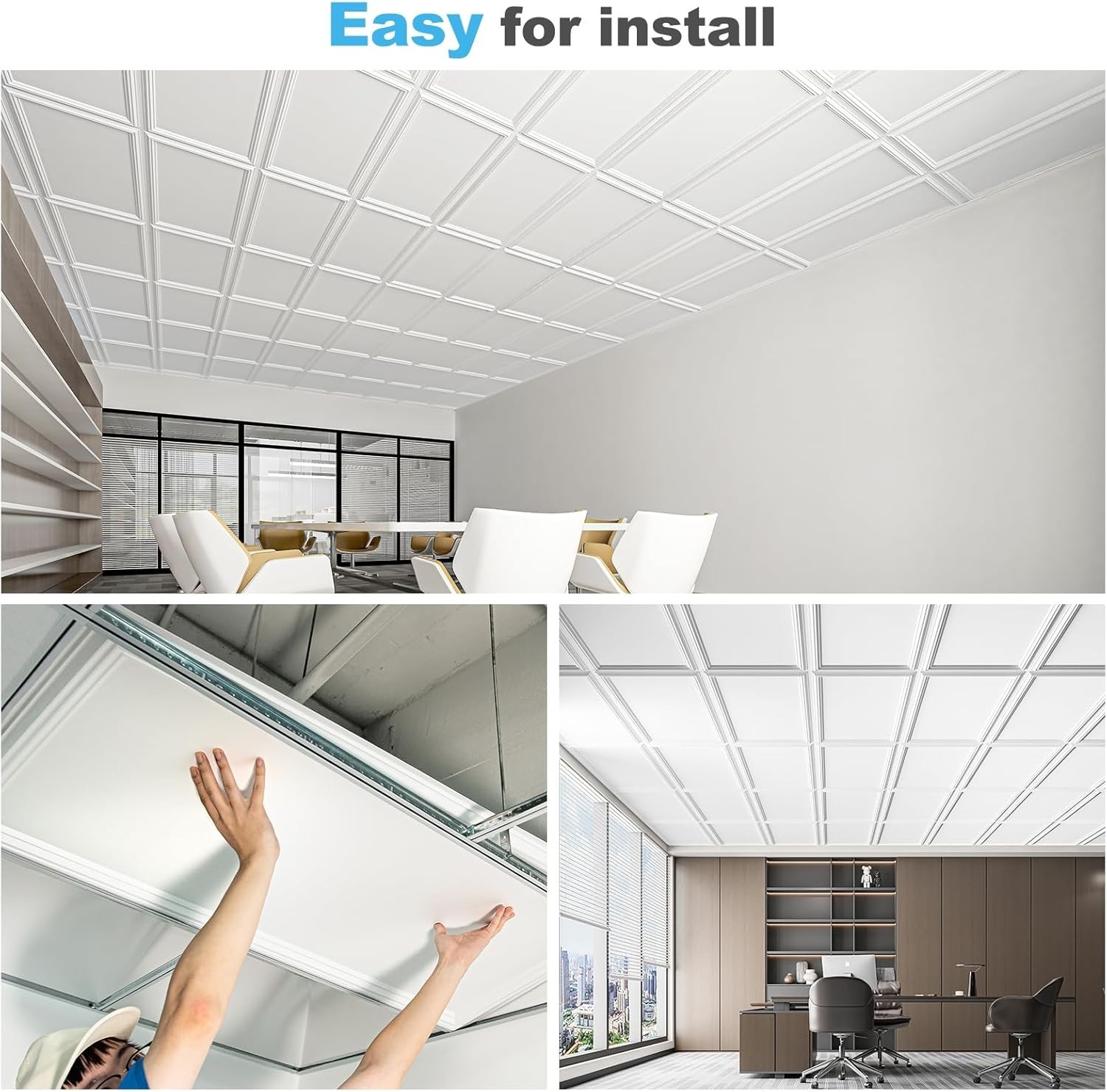 Drop Ceiling Tiles 48×24, Decorative PVC Ceiling Panels, Waterproof Rustproof…