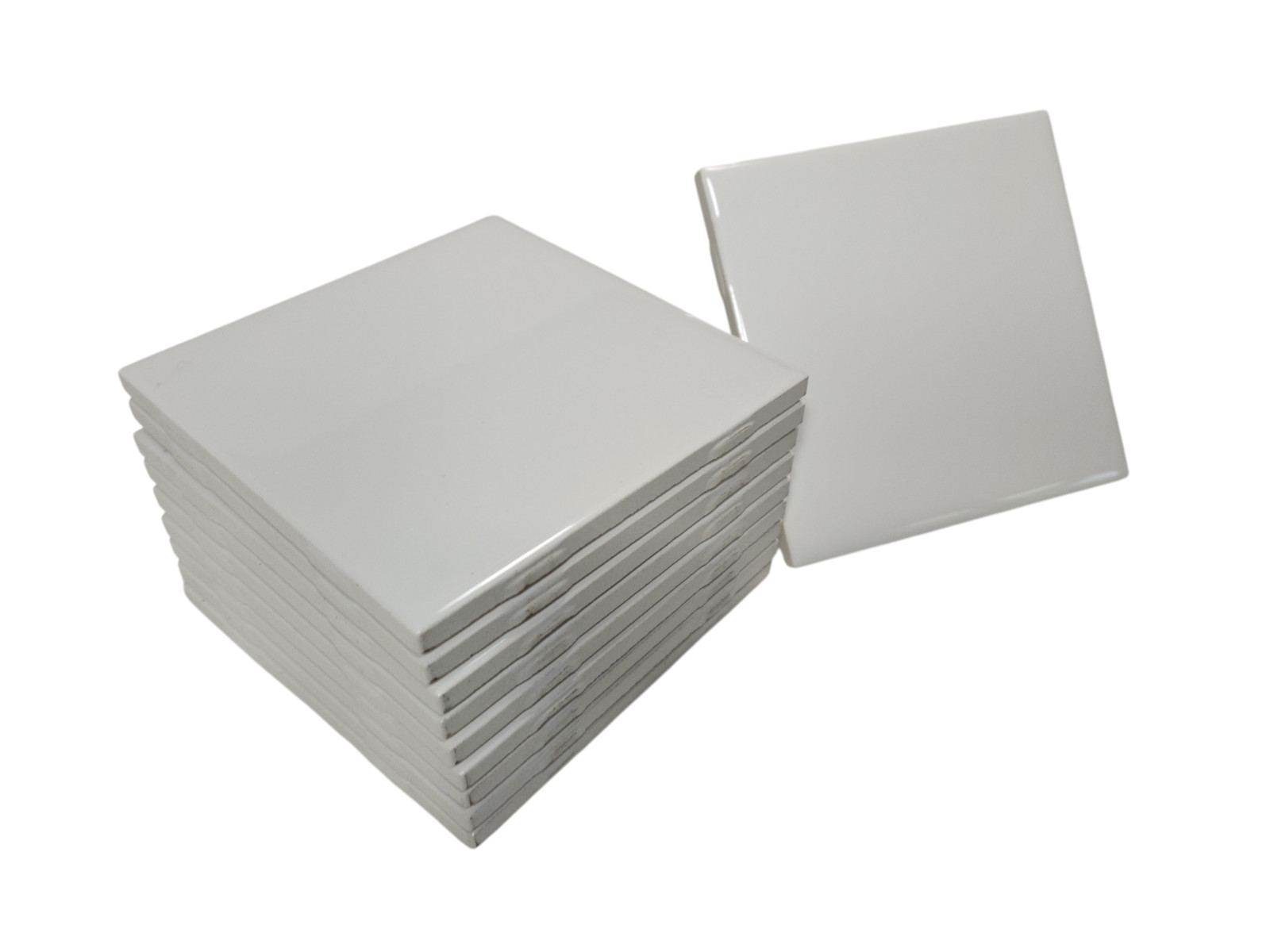 Vintage White Ceramic Tile 4.25 in Daltile Color 0100 Mid Century Modern Retro