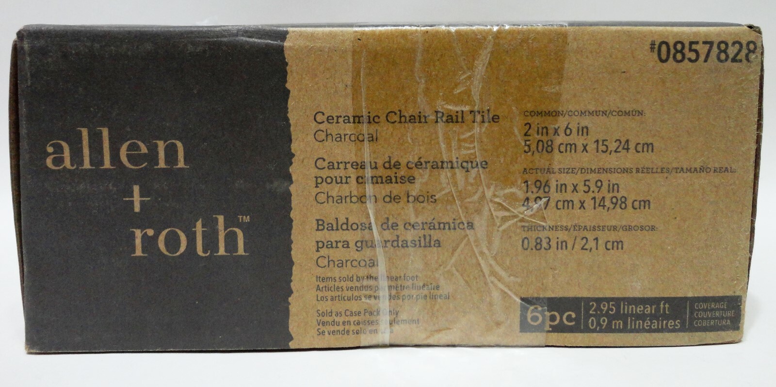 Allen + Roth 12-Piece Ceramic Chair Rail Tile (0857828) Charcoal