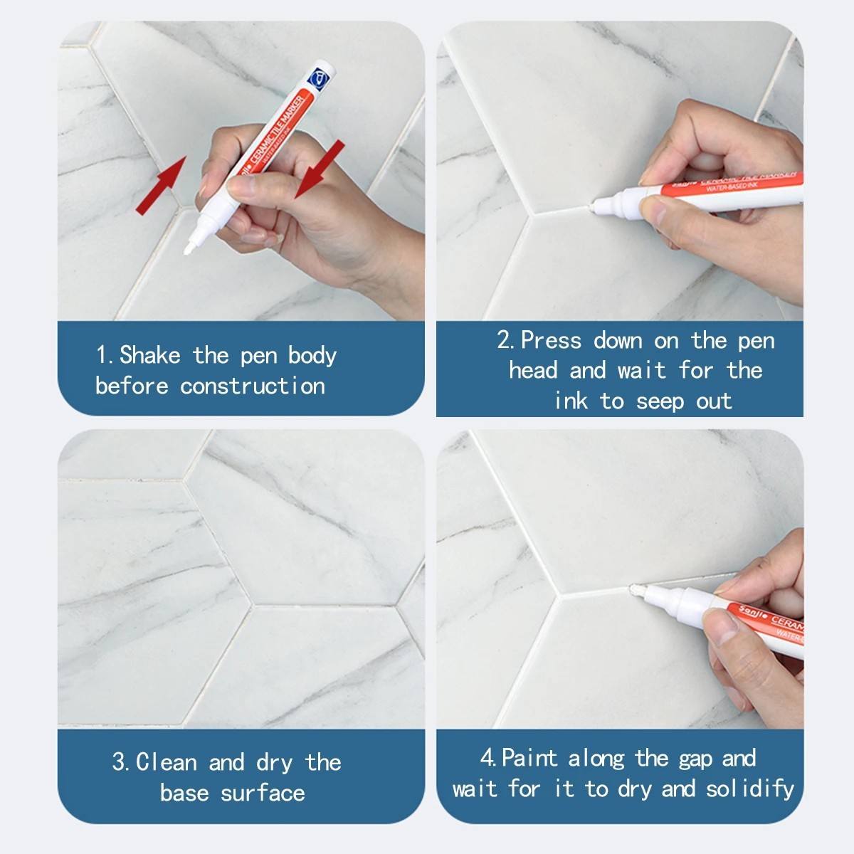 12pcs Grout Pen Tile Paint Marker Waterproof Grout Sealer Pen 5mm Tip