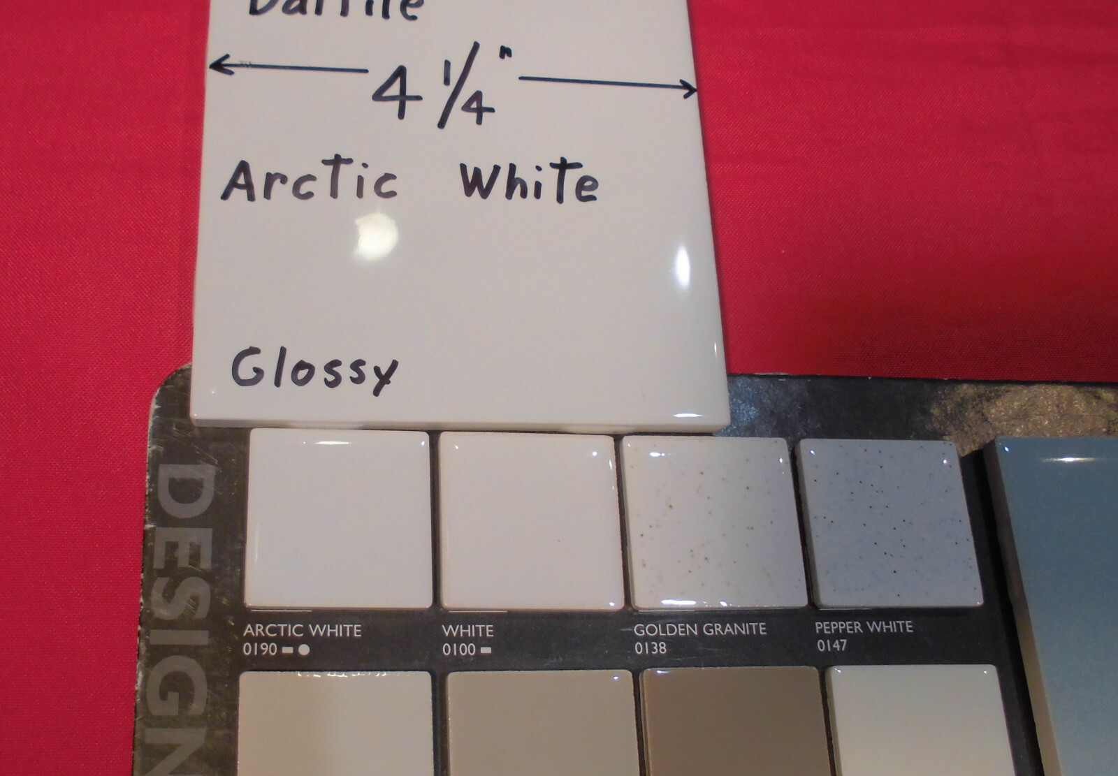 1 pc. *Arctic White* 4-1/4″ Square Glossy Ceramic Tiles by Daltile #190: NEW