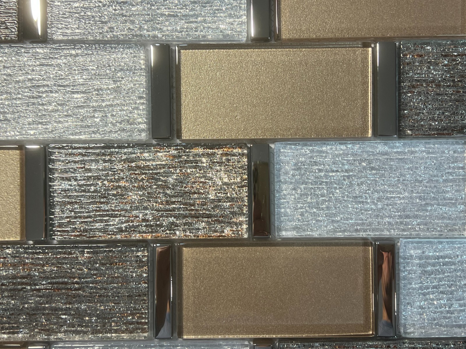 NY13N Silver/Gold Glass Rectangle Mosaic Tile Kitchen Bathroom Backsplash
