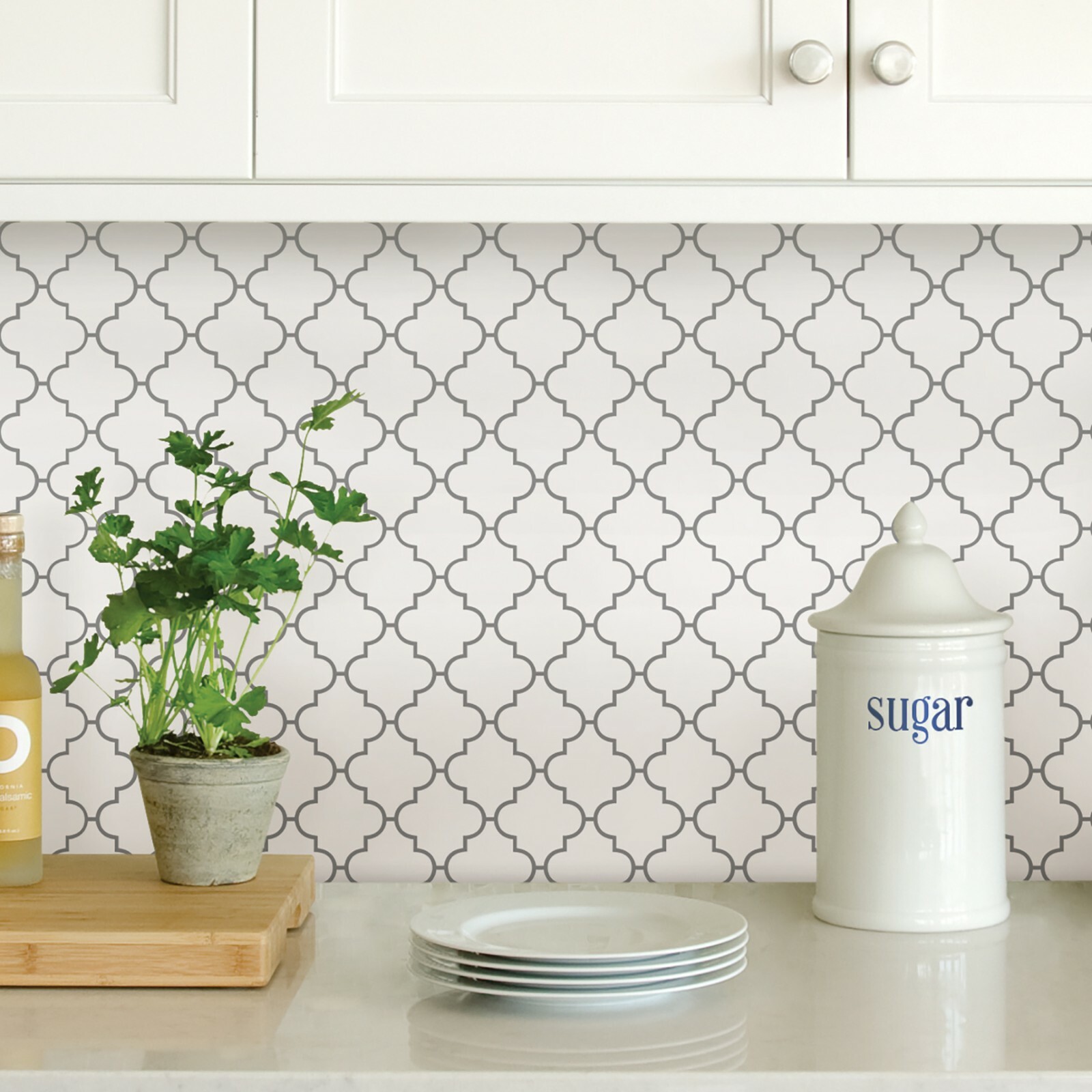 Quatrefoil Farmhouse White and Gray Modern Peel and Stick Backsplash Tile Diy