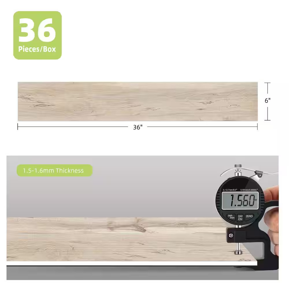 36 Pieces 12 MIL X 6″ X 36″ Water Resistant Peel and Stick Vinyl Tile Flooring f