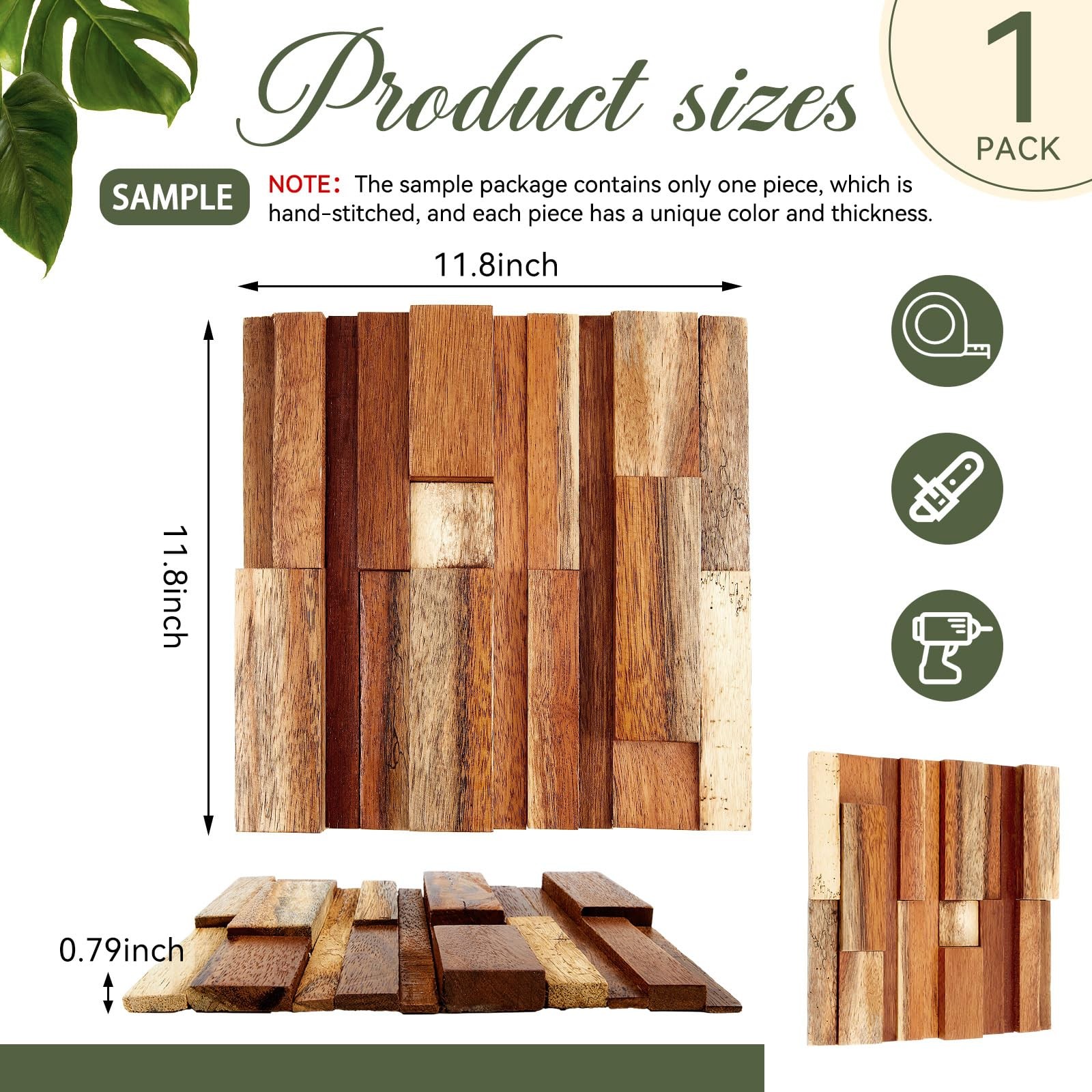 1 Pcs Wood Wall Panels, Reclaimed Real Teak Wood 3D Panels for Interior Accen…