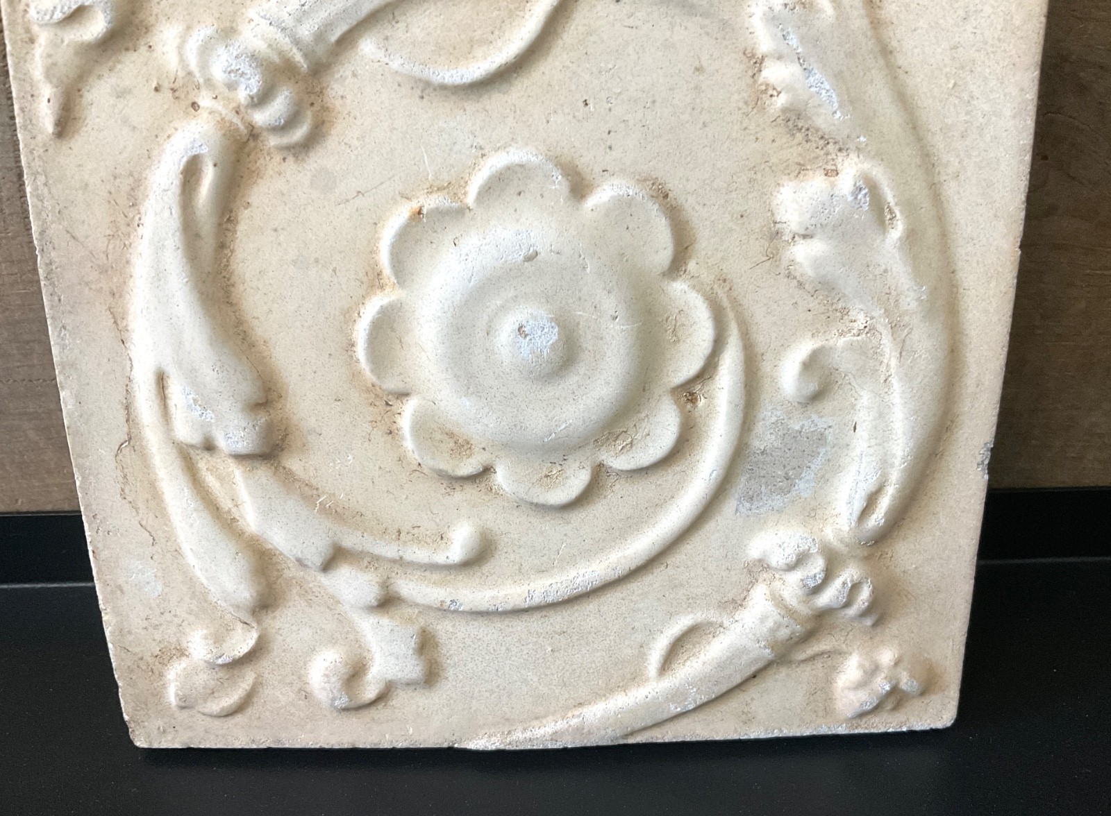 Vintage Tile Architectural Salvage Stone Cast Victorian Style 6” Rosette Tile
