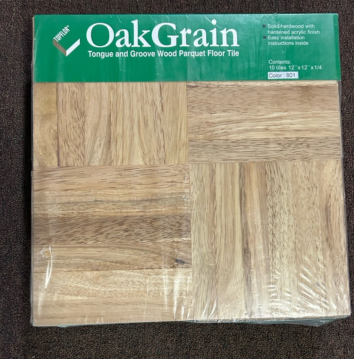 Oakgrain Solid Parquet Hardwood Tile Flooring 6-Finger (10 Tiles/Package) NEW!