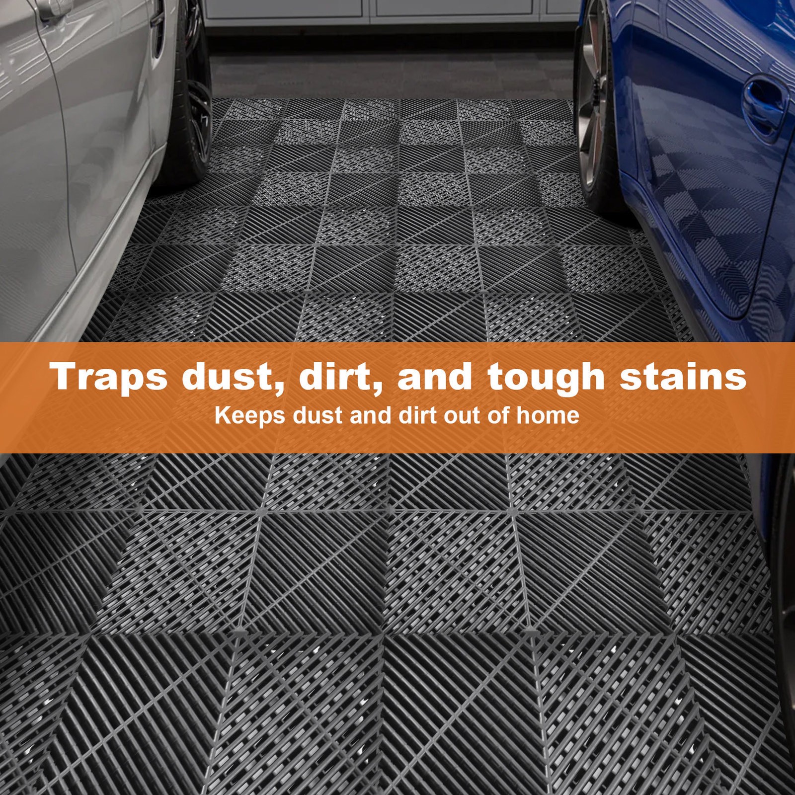 40 Packs Interlocking Garage Floor Tiles Vented Water Drainage 15.75×15.75”