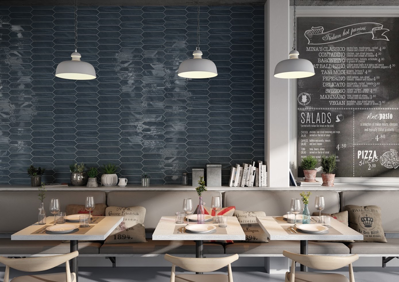 3×12 Modena Collection Blue Glazed Ceramic Tile Backsplash Decor Wall Bath