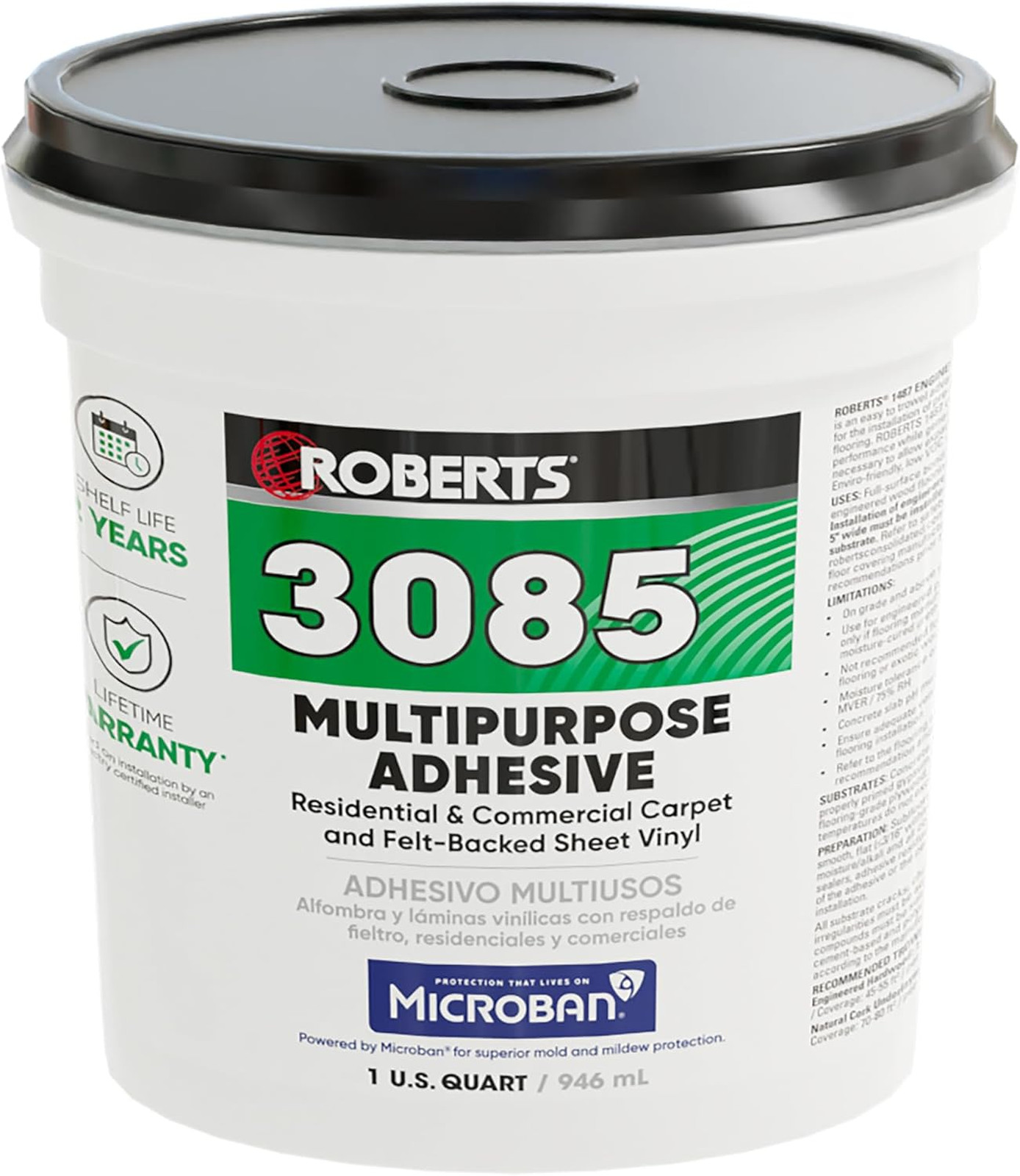 Multipurpose Carpet Vinyl Adhesive SBR Latex Felt Back Plywood Terrazzo 1 Quart