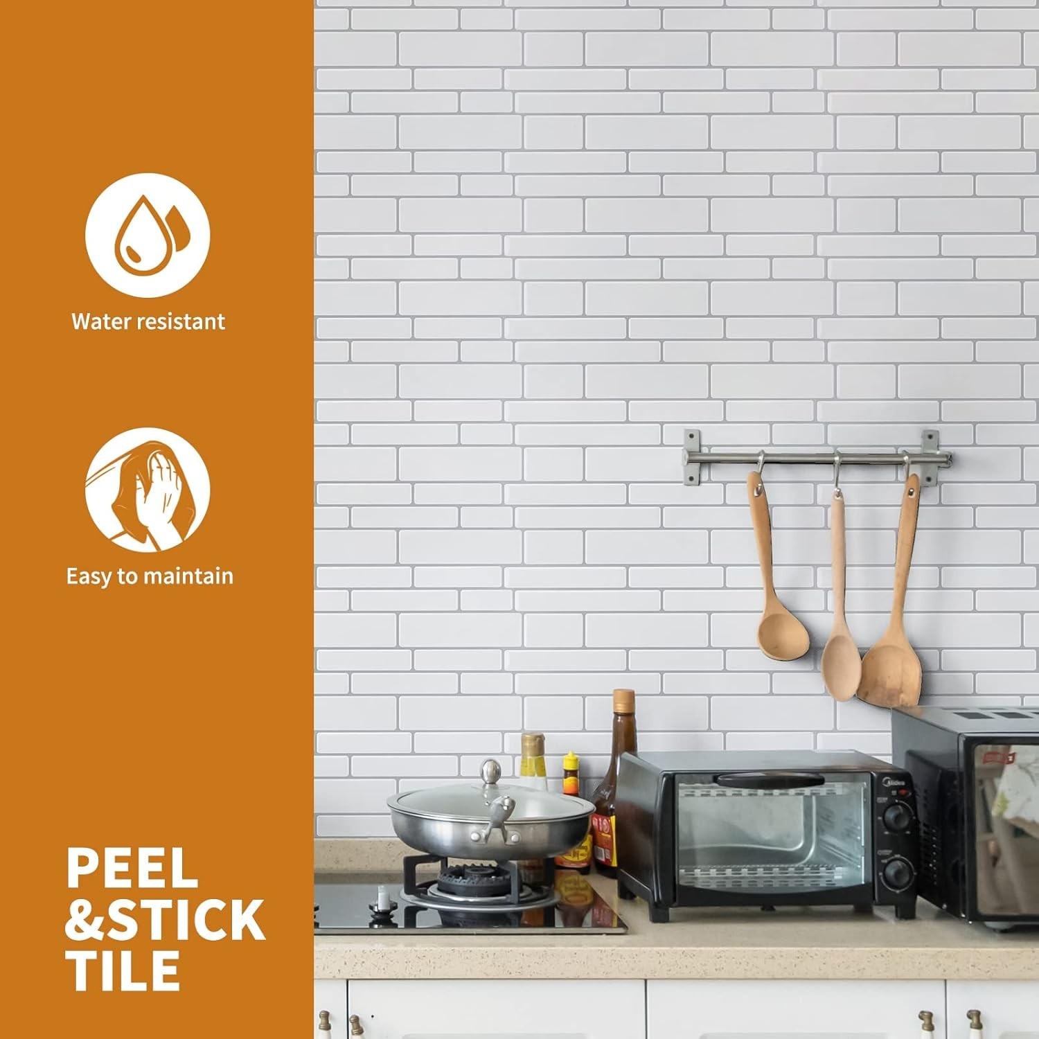 White Marble-Like Backsplash Peel and Stick 12x12in Heavy-Duty (Pack of 10)