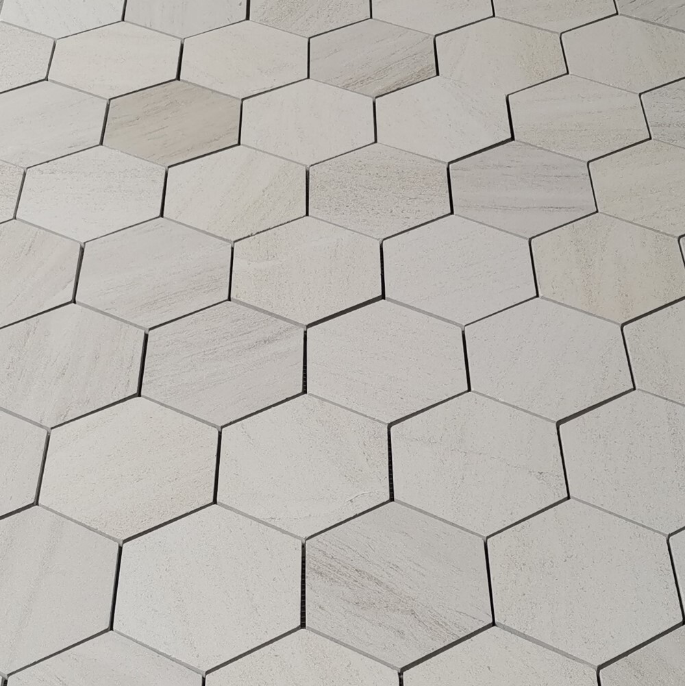 H35XH Moleanos Beige Golden Beach Limestone 5 inch Hexagon Mosaic Tile Honed