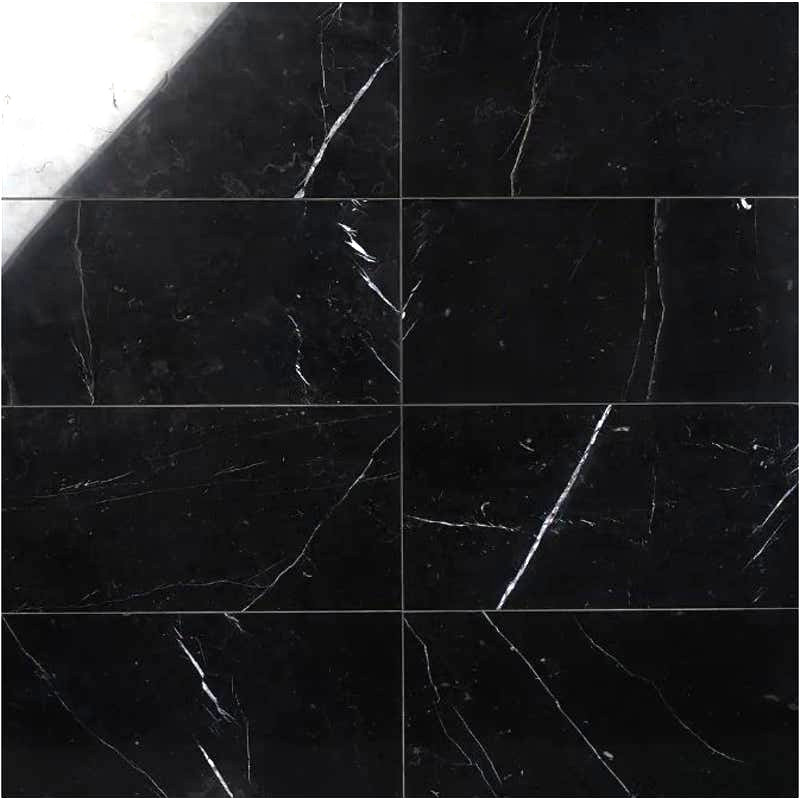 20 Sq Ft Blackout Nero Marquina 12″ x 24″ Polished Marble Floor & Wall Tile LPU