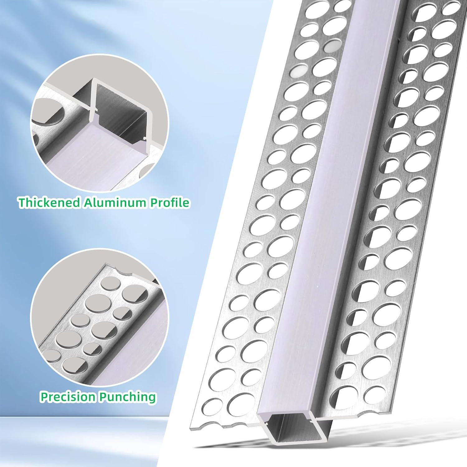 10 Pack Plaster-In Drywall Recessed Led Strip Channel Diffuser 6.6Ft/2Meter Alum