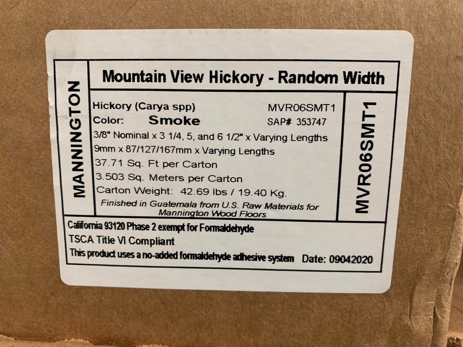 Mannington Hardwood Flooring MOUNTAIN VIEW SMOKE RANDOM WIDTH MVR06SMT1