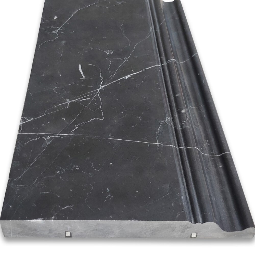 N06P Nero Marquina Black Marble Skirting Baseboard Trim Molding Polished