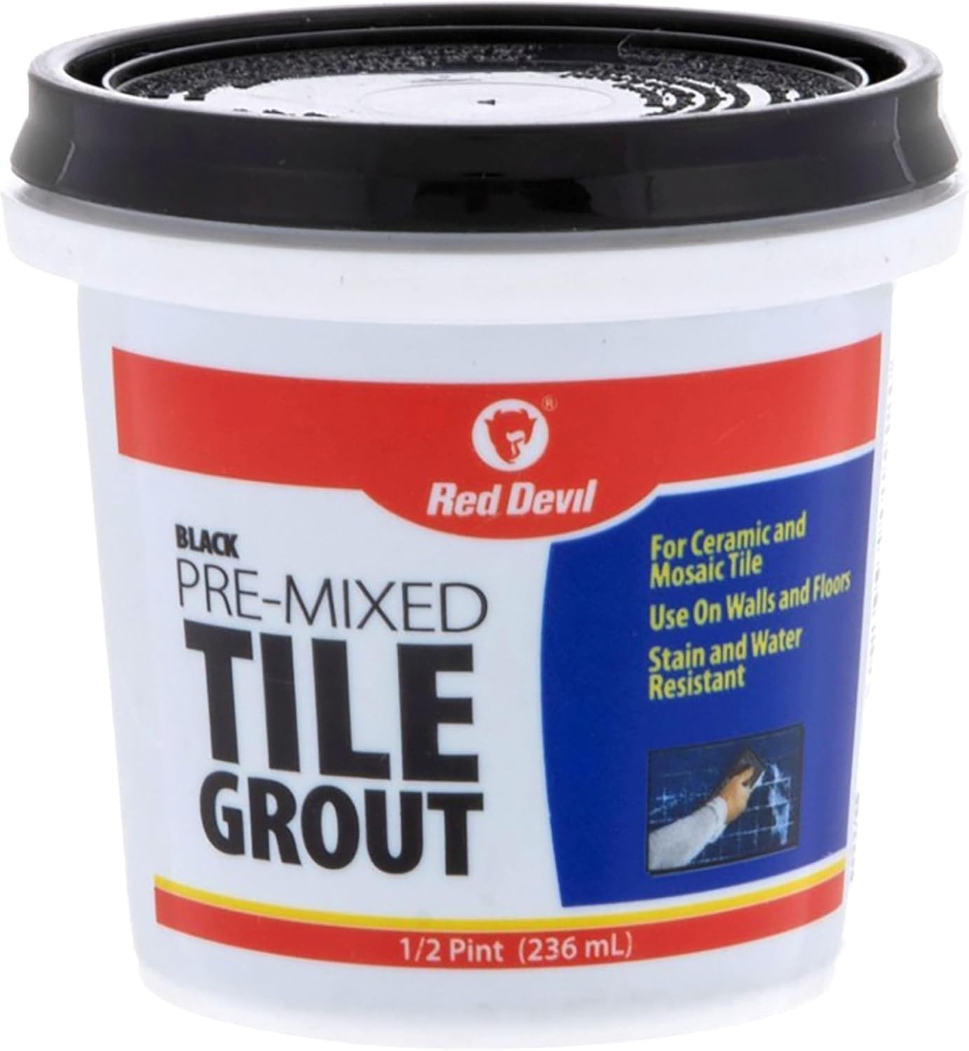 Pre-Mixed Tile Grout Black 8 Fl Oz for Walls & Floors, Acrylic, Water Resistant