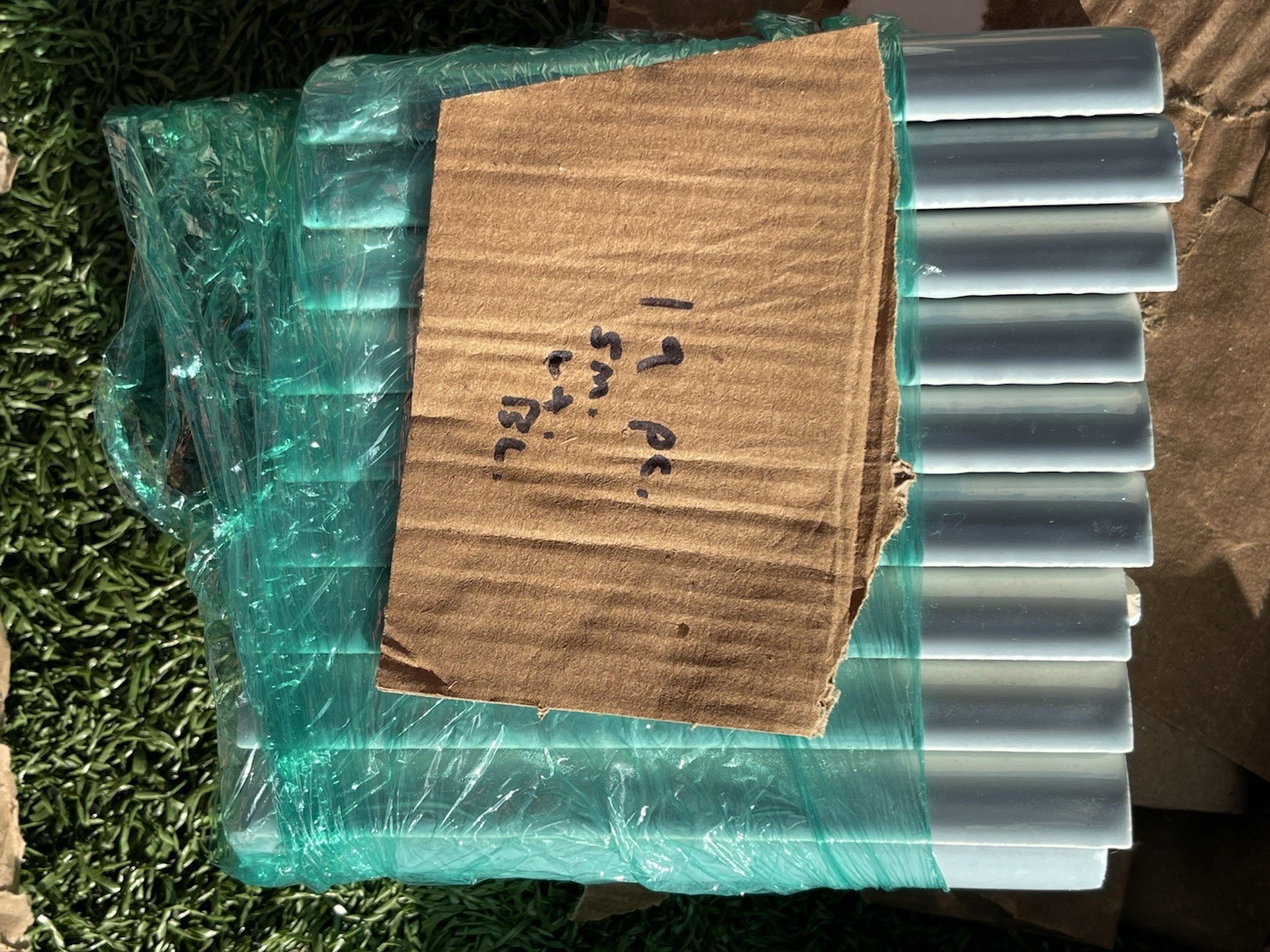 Light blue 2” x 6” smooth mud cap tile for swimming pool 19 Piece 9.5 lf