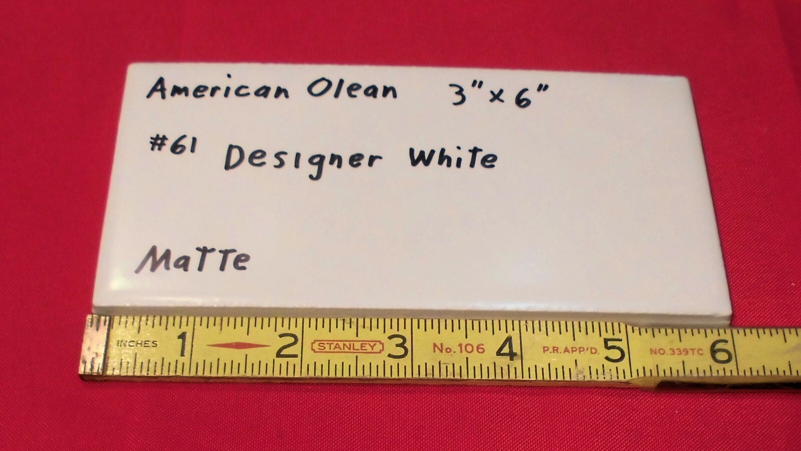 6 pieces: #61 Designer White: Matte Ceramic Subway Tiles by American Olean, NEW