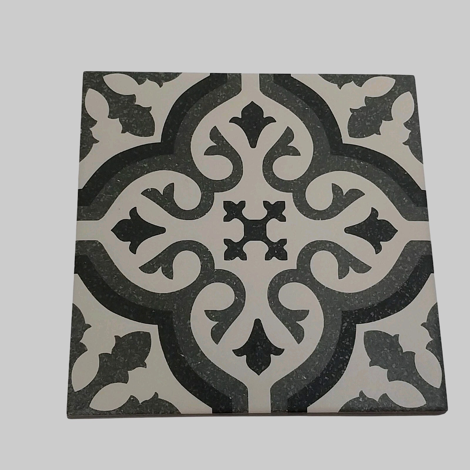 Ceramic Spanish Tile Black White Gray Moroccan Pattern 5.75″ Wall Floor