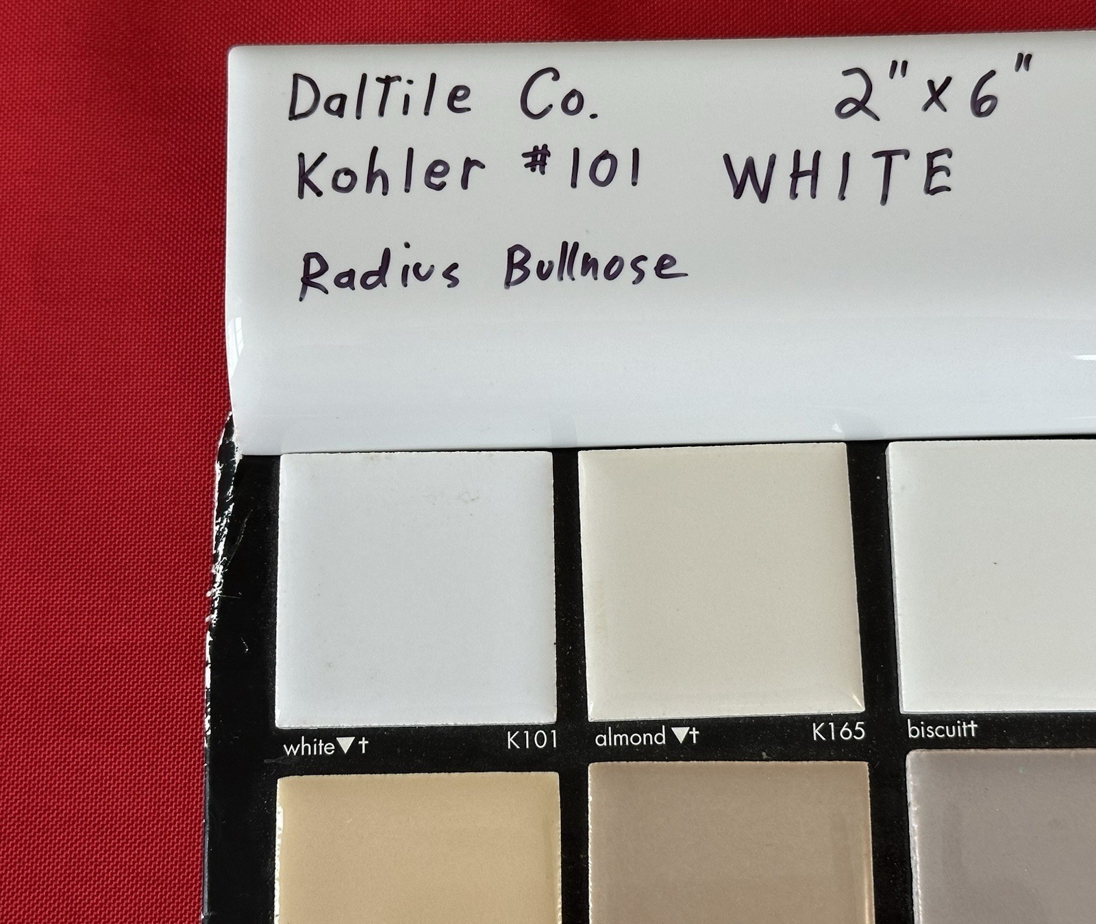 Kohler #101 White: 2″ x 6″ Ceramic Tile, Mud Cap Bullnose Radius Trim Edge, NEW