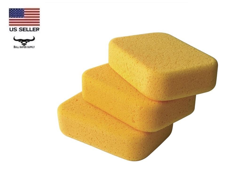 3 Pack Tile Grout Sponge 7-1/2″ x 5-1/4″ x 2″ Professional Heavy Duty