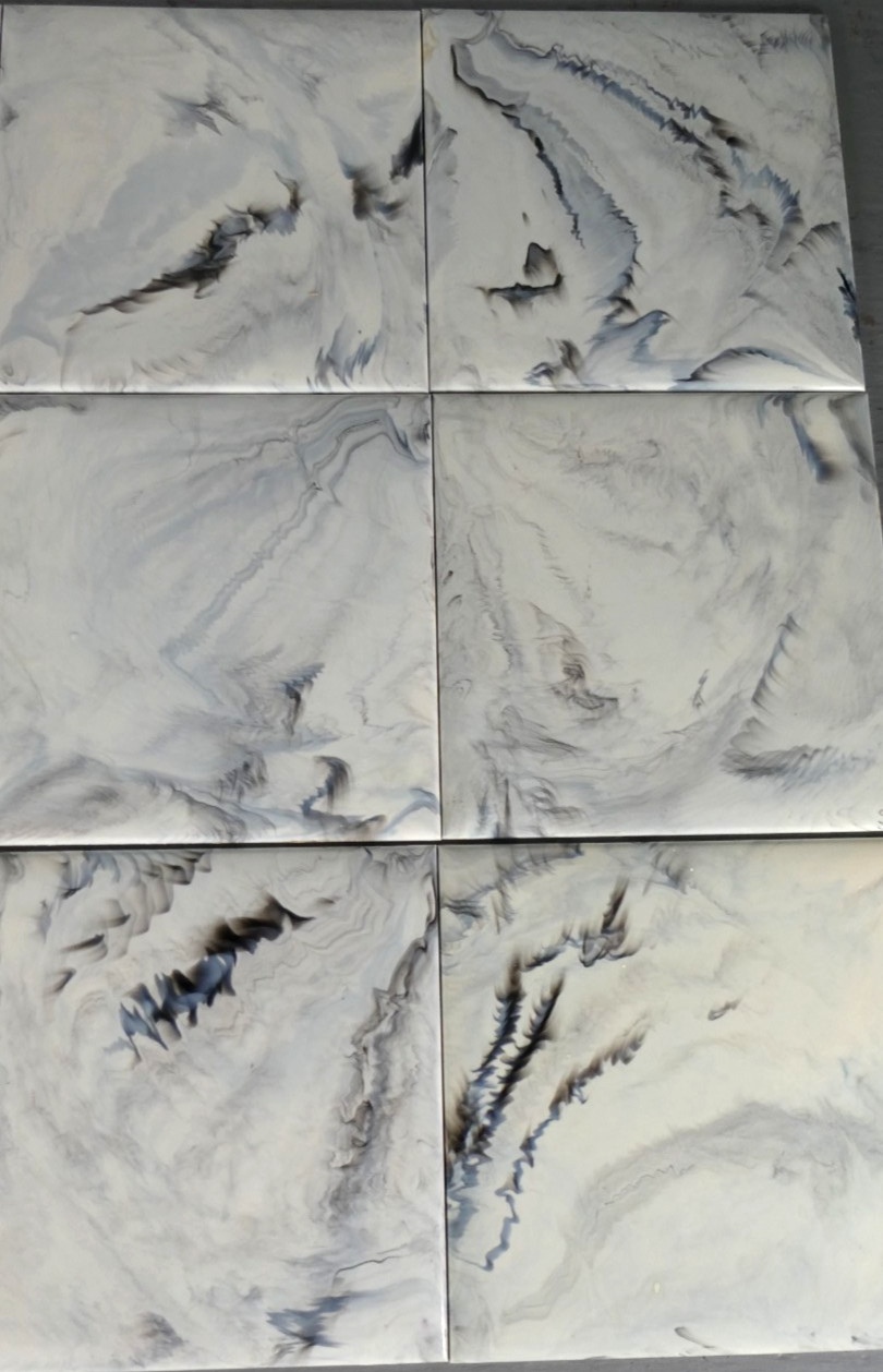 12 Vintage Blue Black Marble Swirl Plastic Polystyrene Wall Tiles 4.25×4.25