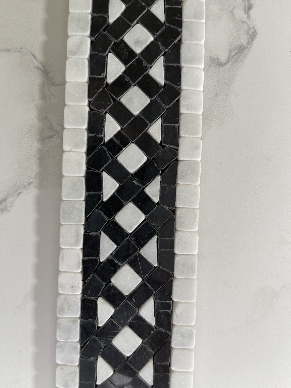 B4661T Marble Mosaic Border Listello Tile Quadra Bianco 2.25×12 Tumbled