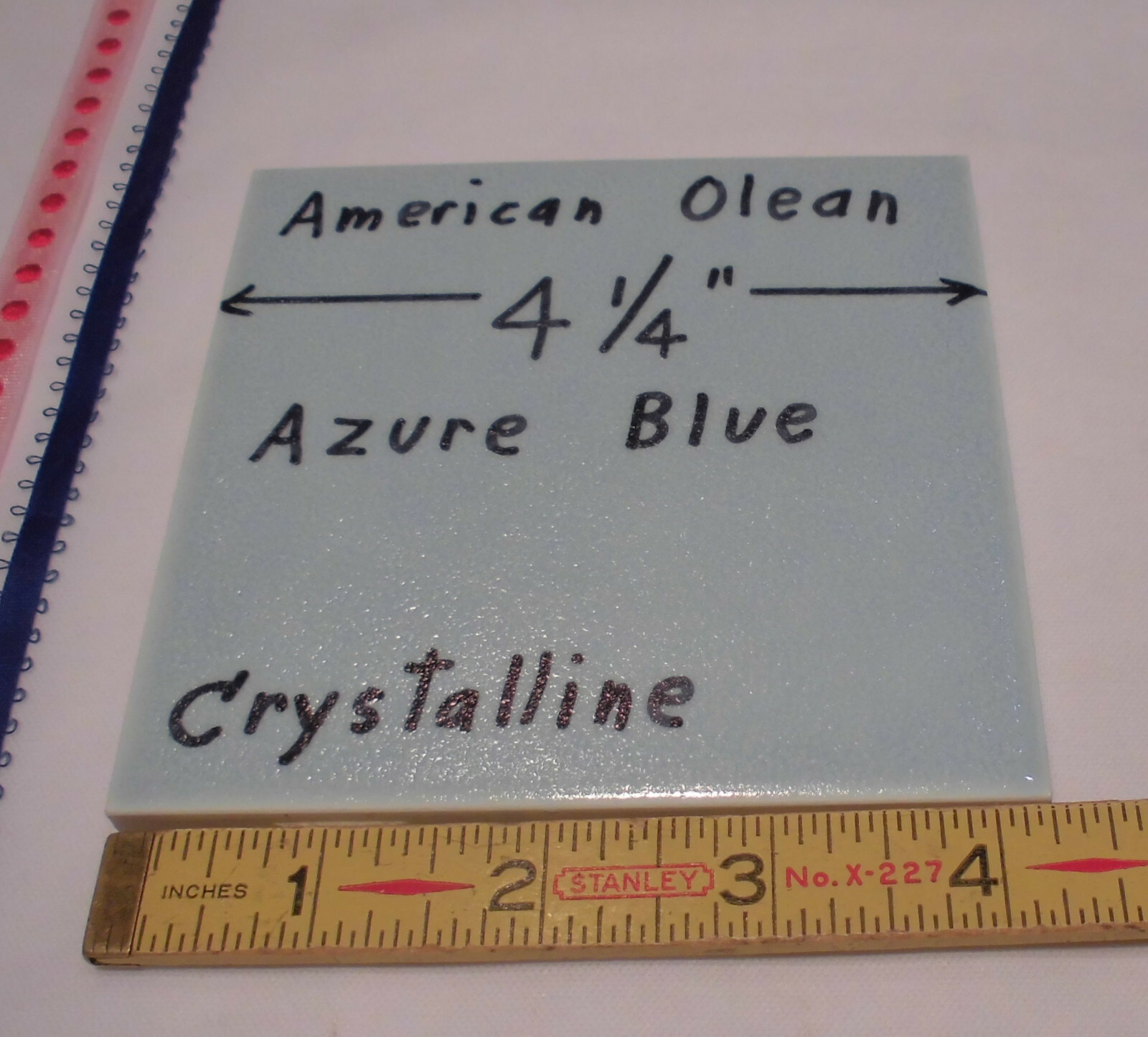 1 pc. *Blue* Ceramic Tile *Crystalline Glazed* by American Olean Co. 4-1/4″ NOS
