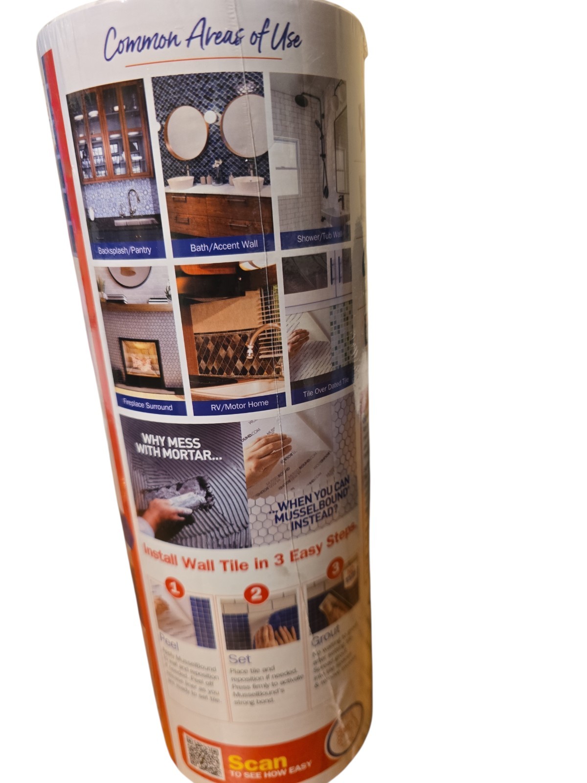 Mussel Bound Double Sided Adhesive Tile Mat with Tile Spacers 15 Sq Ft Coverage