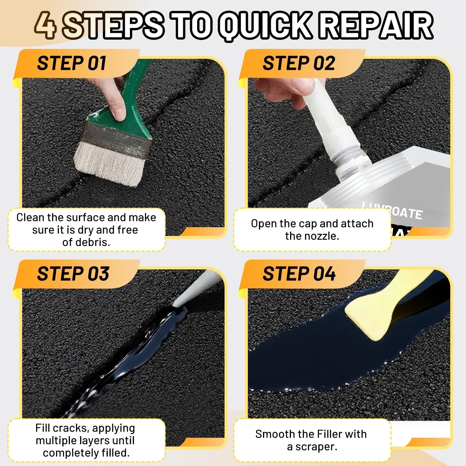 Asphalt Crack Filler, 1.5LB High Elasticity Driveway Crack Filler, Self Level…